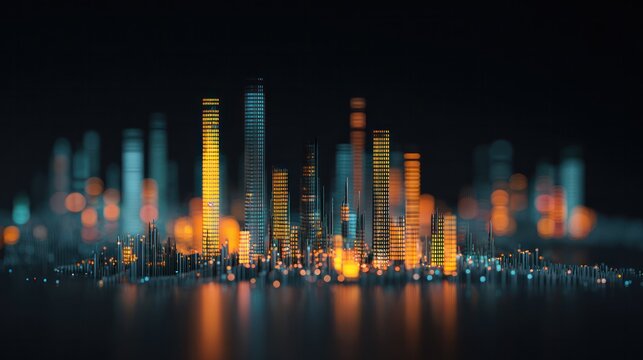 Glowing geometric data patterns on a dark background, offering an abstract representation of modern analytics.