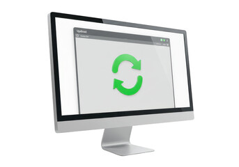 Computer screen with refresh icon isolated on transparent background