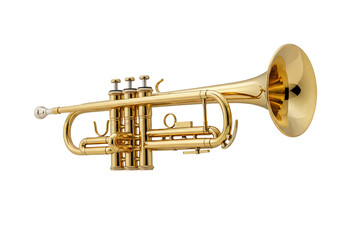 Obraz premium Gold trumpet musical instrument transparent background