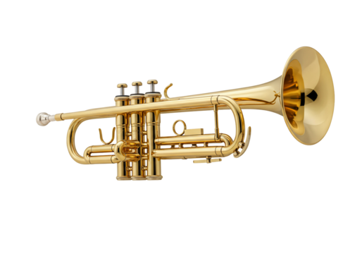 Gold trumpet musical instrument transparent background