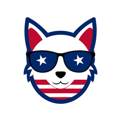 a cat head wearing sunglass usa theme vector art