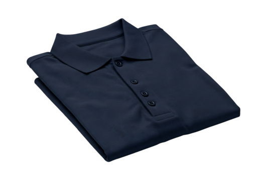Folded dark blue polo shirt on transparent background - Powered by Adobe