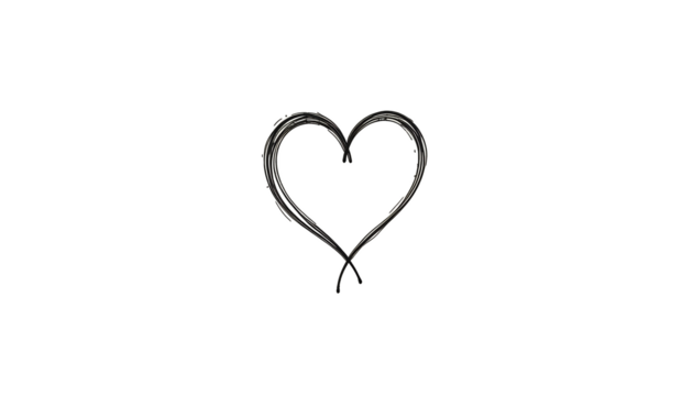 Minimalistic artistic heart shape created with fine black lines on a neutral background
