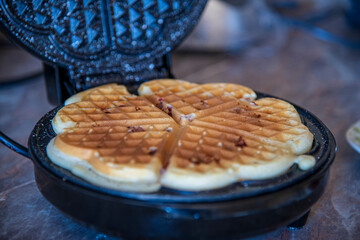 Traditional homemade waffle dessert