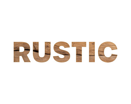 Rustic text effect with brown wood grain texture design
