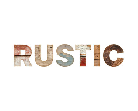 Rustic text with mixed wood textures and weathered paint