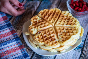 Traditional homemade waffle dessert