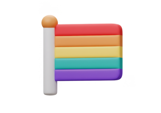 3D Rendered Rainbow Flag Illustration On Isolated Transparent Background