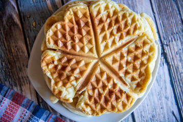Traditional homemade waffle dessert