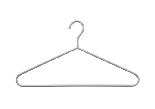 Silver clothes hanger on transparent background