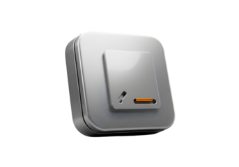 3D Rendered Silver Square Button With Chrome Metallic Effect Isolated On Transparent Background