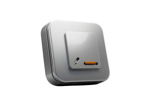 3D Rendered Silver Square Button With Chrome Metallic Effect Isolated On Transparent Background - Powered by Adobe