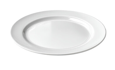 White, round dinner plate, glossy surface
