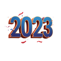 3D Rendered Text Of The Number 2023 With Blue And Orange Colors For New Year Celebration