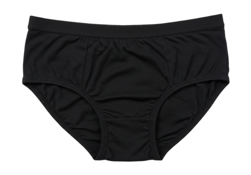 Black womens underwear smooth fabric simple design transparent background product shot