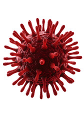 3D Rendering of a Red Microscopic Virus Isolated on Black Background