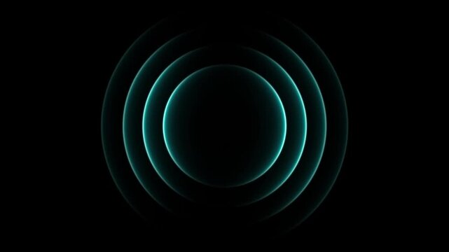 Abstract neon circle radio waves looping background. Abstract neon radio waves signal.Radio wave signal, radar concept.Radio waves seamless animation background video with alpha chanel.4k video