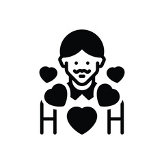 Black solid icon for i love dad