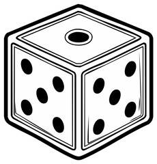 Single White Die with Black Pips Illustrating One, Five, and Six for Games and Chance Illustrations