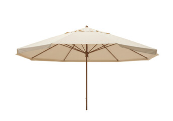 Obraz premium Beige patio umbrella with wooden pole transparent background