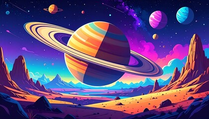 Colorful alien planet landscape
