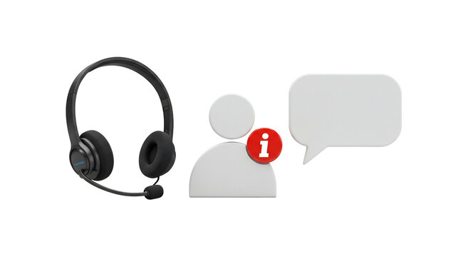3 d headset person speech bubble communication support customer service icon