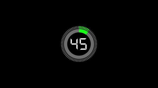 50 second countdown timer animation from 50 to 0 on a transparent background. countdown timer with alpha channel.50 second countdown video.Circle countdown timer animation concept. 4k video