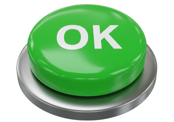 Green ok button isolated on transparent background