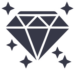 Simple sparkling diamond icon with stars representing luxury and value