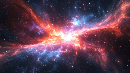 Hyperspace jump through stars and blue nebula, speeding through a luminous space tunnel for galaxy exploration and sci-fi interstellar travel.