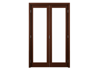 Brown wooden door with glass panels interior double door