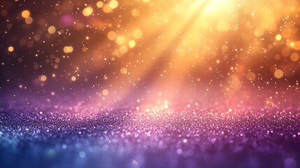 Obraz premium Blurred Bokeh Background with Glowing Sparkles and Radiant Light Rays