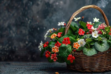 High Definition View of Flowers in Basket and Pot