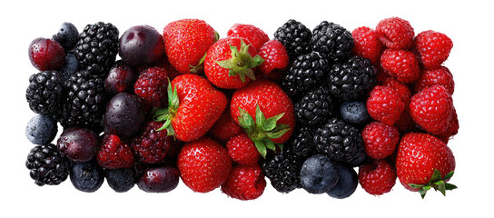 Fototapeta premium Assorted fresh berries in a horizontal arrangement