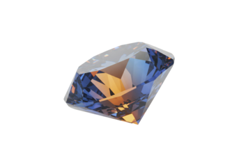 Blue gemstone with orange hues transparent background