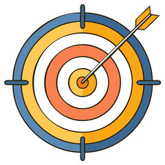 Arrow hitting the bullseye on a colorful target symbolizing success, achievement, and accuracy