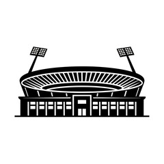 Naklejka premium Stadium Vector Illustration of Sports Venue with Lights and Structure for Events and Competitions Design Element
