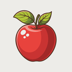 Vibrant Red Apple Illustration with Green Leaves and Glossy Highlights for Food and Design Projects A Fresh and Healthy Symbol
