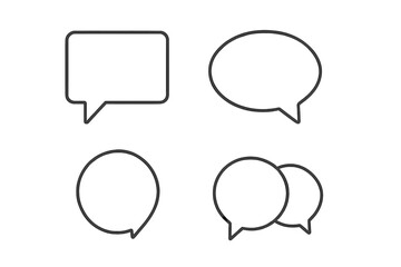 Speech bubble icon set. Chat, message, talk, and dialogue symbols. Communication concept for web design, apps, and social media. Minimalist linear vector illustration.