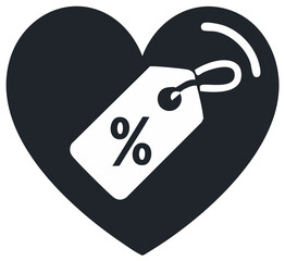 Heart Icon with Percentage Discount Tag Illustration