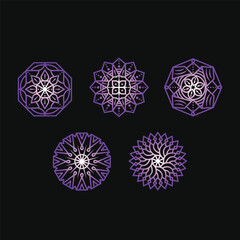 Mandala gradient vector collection with colorful and ornamental details. Perfect for spiritual design, yoga, meditation, posters, tattoos, and decorative projects