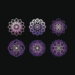 Mandala gradient vector collection with colorful and ornamental details. Perfect for spiritual design, yoga, meditation, posters, tattoos, and decorative projects
