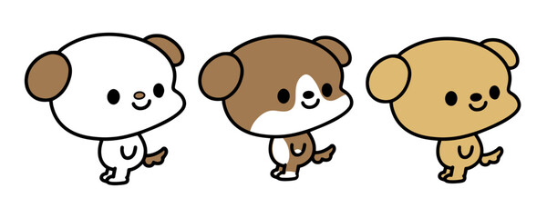 3匹のかわいい子犬のキャラクター