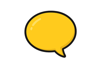 Fototapeta premium Yellow speech bubble for communication. Vector cartoon illustration of a chat balloon. Comic dialogue box for messages, comments, and thoughts. Flat design icon for talk and social media.