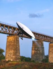 Naklejka premium Drone Flight Over Railroad Bridge