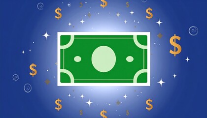 A stylized, glowing image of a US dollar bill