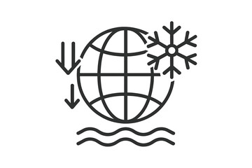 Global Cooling Concept Minimalistic Thin Outline Icon. Climate Change, Falling Temperature, Environmental Impact. Vector Illustration for Web Design, Apps, Banners, Social Media, Cards, Presentation.
