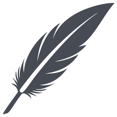Fototapeta premium Single bird feather illustration, writing quill with detailed design, ink pen for writing or sketching, isolated vector