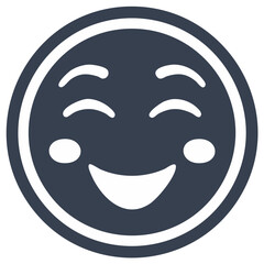 Cute Dark Blue Smiley Face Icon with Happy Expression of Joy and Calm