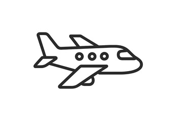 Minimalist Airplane Outline Icon for Web Design, Travel Apps, Social Media Banners, Transport Cards, Flight Booking, Aviation Graphics, Modern Linear Vector Cartoon Illustration